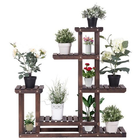 Bamboo Plant Stand Flower Shelf Holder Pot Shelves Bonsai Display Storage Rack Outdoor Indoor Garden Patio for Multiple Plants Plant Display Stand 