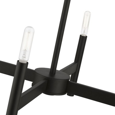 Black Steel 4-Light Mini Chandelier with Exposed Bulbs