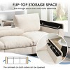 96''W Chenille Wide Seat Sectional Sofa,Comfy Cloud Couch Set With Drop Down Table,Cup Holders,USB Charger,Storage Armrest -Maison Boucle - 3 of 4