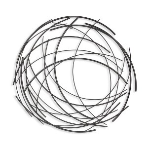 HomeRoots 26" X 26" Black Metal Abstract Lines Round Hanging Dimensional Sculpture - 1 of 4