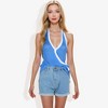 Anna-Kaci Women's Halter Neck Knit Tank Top with V-Neck Wrap Design and Side Tie Detail Top - 3 of 4