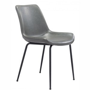 Dining Chair 31.7" H (Set of 2) – Gray, Faux Leather Upholstery & Black Steel Legs by Zuo Modern - 1 of 4