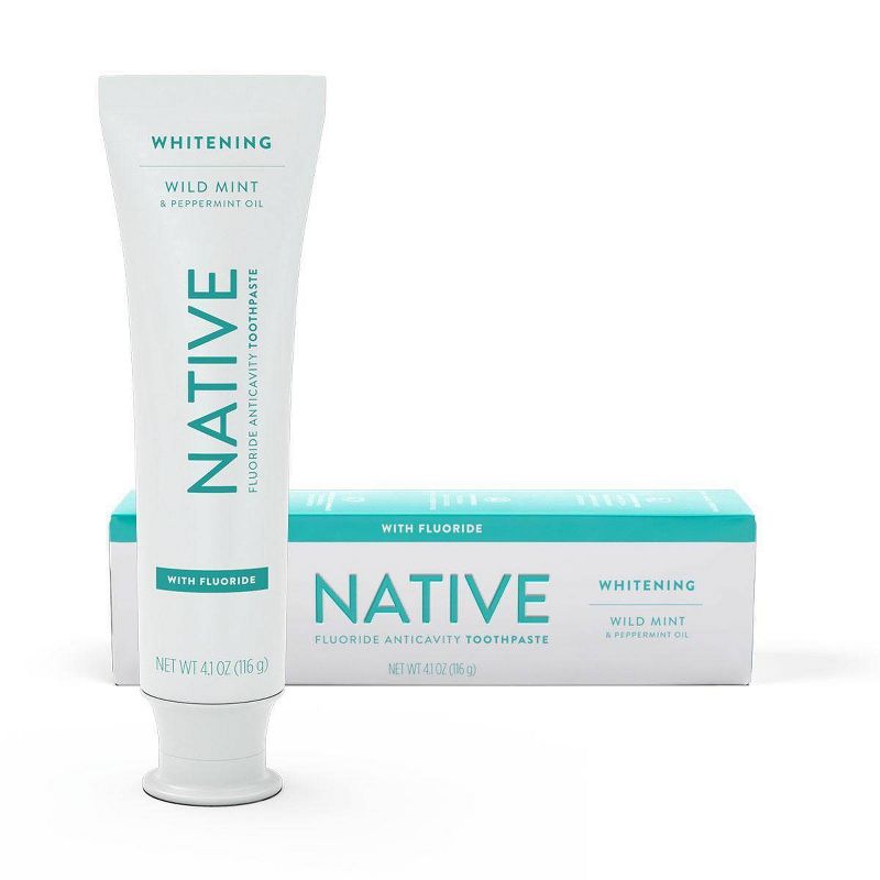 Native Premium Whitening Wild Mint &#38; Peppermint Oil Fluoride Toothpaste - 4.1 oz, 1 of 15