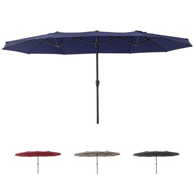 15 Ft Double Canopy Patio Umbrella, Rectangular Sun Shade, Market Umbrella for Garden, Backyard, Poolside, and Outdoor Entertaining