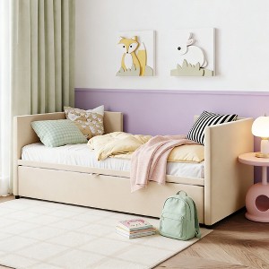 Luxystar Twin Size Upholstered daybed with Pop Up Trundle for Living Room and Guest Room - 1 of 4