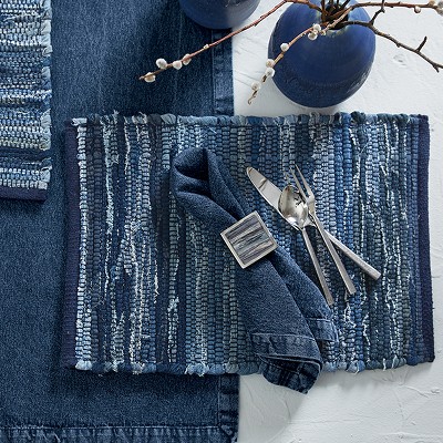 Indigo Blue Handcrafted Cotton Chindi Placemats, Set of 4