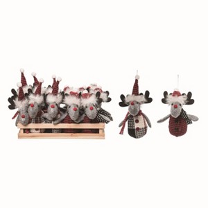 Transpac Polyester 6 in. Multicolor Christmas Plush Moose Ornaments with Crate Set of 12 - 1 of 2