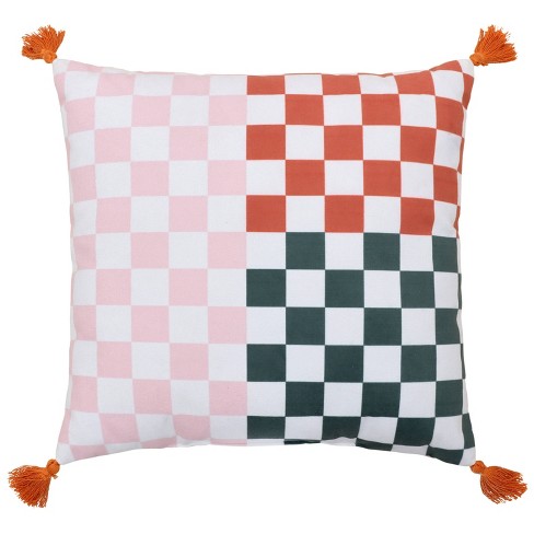 Reversible Embroidered Throw Pillow Checkered Bullseye s Playground Target