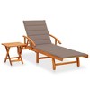 vidaXL Sunlounger With Table Taupe Solid Acacia wood Extra Long Foldable - 2 of 4
