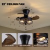 Ludomide 22 in. Indoor Industrial Black Small Caged Retractable Low Profile Ceiling Fan with Remote Included and No Bulb Included - 3 of 4
