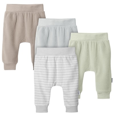 Gerber Baby Boys' And Girls' Fleece Pants, 4-pack, Green, 3-6