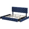 Linen Upholstered Platform Bed Frame with Headboard and 4 Spacious Storage Drawers, Diamond Button Tufted Design, No Box Spring Needed, Easy Assembly - 3 of 4