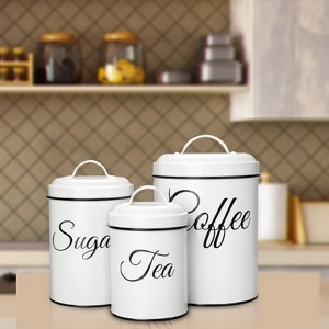 Kitchen Canisters Set, 3 Pcs Vintage Food Storage Containers with Airtight Lids - Farmhouse Coffee Tea Sugar Jars for Countertop - 1 of 4