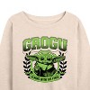Women's - Star Wars - The Mandalorian Grogu Collegiate Lightweight French Terry Wide Neck Long Sleeve Graphic Shirt - 2 of 4