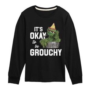 Boys' - Sesame Street - Oscar Its Okay To Be Grouchy -Toddler and Youth Long Sleeve T-Shirt Long Sleeve Graphic T-Shirt - 1 of 3
