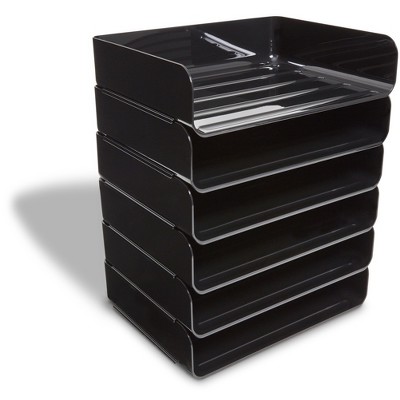 MyOfficeInnovations Side Load Stackable Plastic Letter Tray Black(TR55329) 24380815