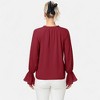 Anna-Kaci Women's Long Sleeve Blouse with Flounce Cuffs and Ruffle Trim Tie Neck Design - 4 of 4