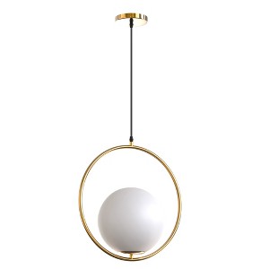 DORESshop 1-Light Circle Gold Globe Modern Pendant Light Hanging Lighting Fixture for Kitchen Island Living Room Dining Room - 1 of 4