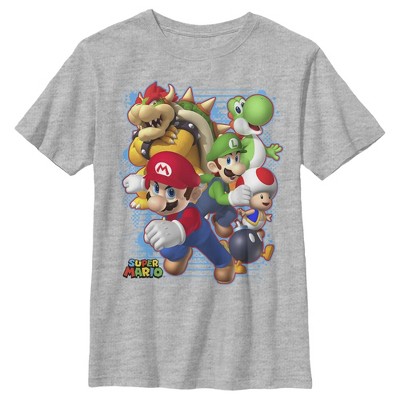 Boy's Nintendo Mario Tough Guys T-shirt - Athletic Heather - Small : Target