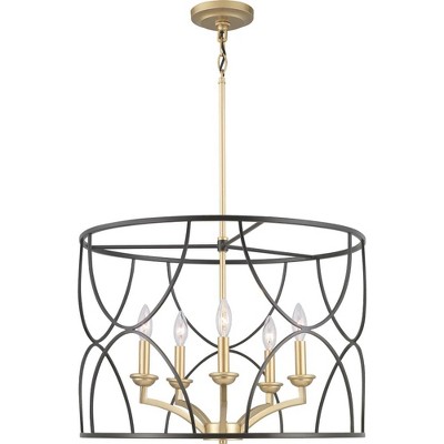 Landree Black Steel and Brass 5-Light Chandelier