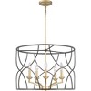 Progress Lighting, Landree Collection, 5-Light Chandelier, Silver Ridge, Geometric Cage, Brushed Brass Inner Cluster - 3 of 4