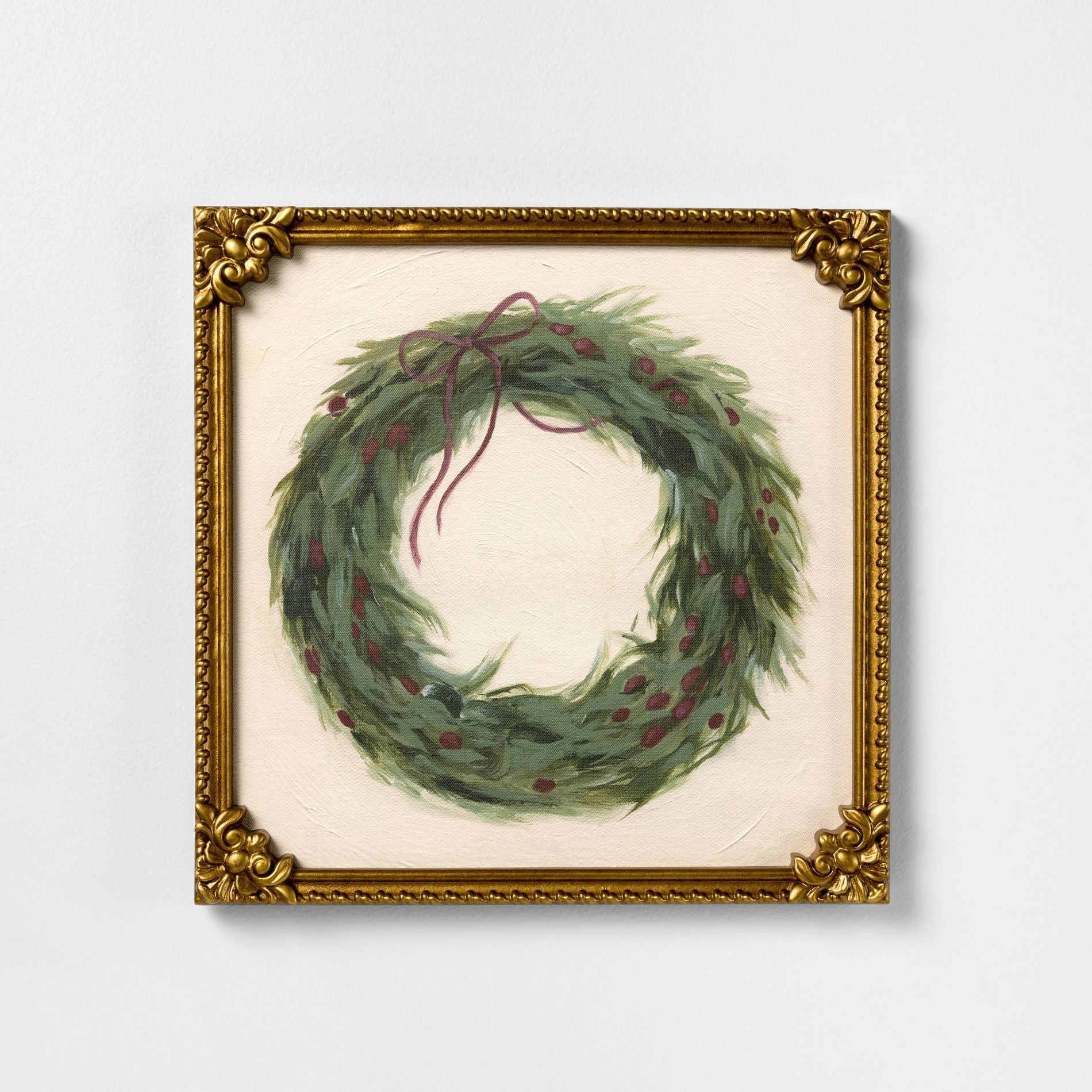 16"x16" Red Ribbon Wreath Framed Wall Art - Threshold™ designed with Studio McGee
