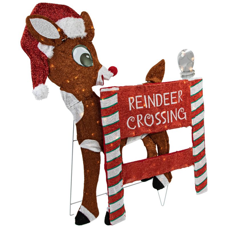 Northlight 36" LED Lighted Rudolph Reindeer Crossing Outdoor Christmas Sign Decoration, 3 of 7