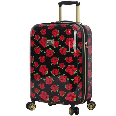 Betsey Johnson Expandable Hardside Carry On Spinner Suitcase Covered Roses Target