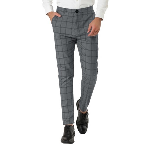 Lars Amadeus Men's Dress Plaid Slim Fit Flat Front Business Pants With ...