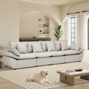 Buenhomino 87" Modern Sofa Loveseat, Modular Sectional Sofa, 2-Seater Comfy Cloud Couch, Deep Seat Couches for Living Room,Soft Faux Leather - 1 of 4