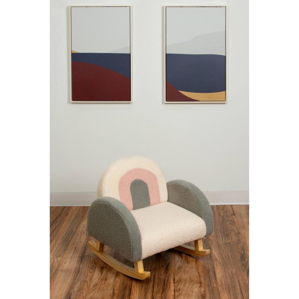 Photos - Coffee Table Gift Mark Upholstered Rocking Kids' Chair White/Pink/Gray