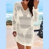 Womens Long Sleeve Summer V Neck Knitted Swimsuits Cover Up Tunic - 2 of 2