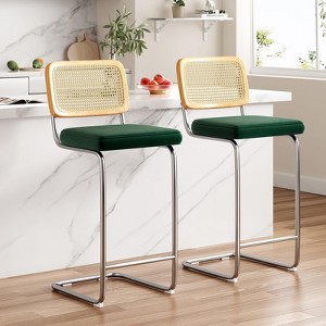 Bencmate Dining Chairs, Counter Height Bar Stools Set of 2, Upholstered Velvet Barstools, 30 inch, Green, 17.7"*18.9"*42.5" - 1 of 4