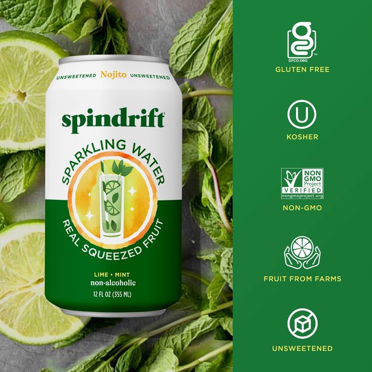 Spindrift Nojito Sparkling Water - 8pk/12 fl oz Cans, 3 of 6