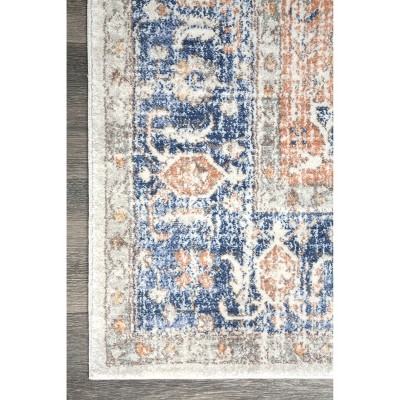 Oval Easy-Care Synthetic Blue Spot Area Rug