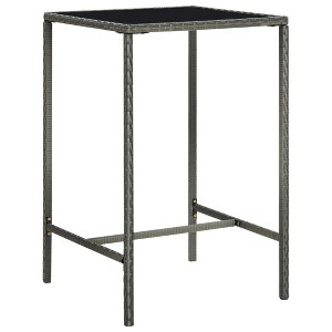 vidaXL Patio Bar Table Gray 27.6Inchx27.6Inchx43.3Inch Poly Rattan and Glass - 1 of 4
