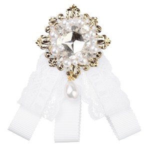 Elerevyo Women's Bowknot Brooch Lace Elegant Ribbon Bow Tie Brooches Collar Pin 1 PCS - 1 of 4