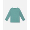 Deux par Deux Boy Long Sleeve Cotton Jersey Tee Shirt Sage Green - 3 of 4