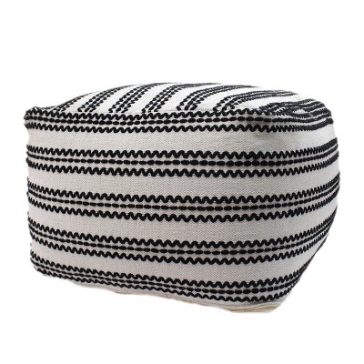 Christopher Knight Home Chukar Contemporary Large Square Cotton Pouf: Zig Zag Stripe, No Assembly