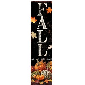 HomeRoots 36" Black Orange And White Pumpkin Solid Wood Porch Sign - 1 of 3