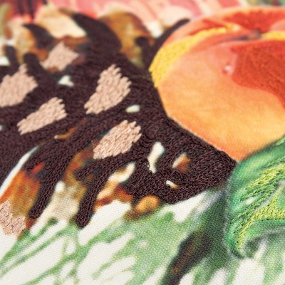 20" x 20" Multicolor Cotton Embroidered Fruit Pillow Cover