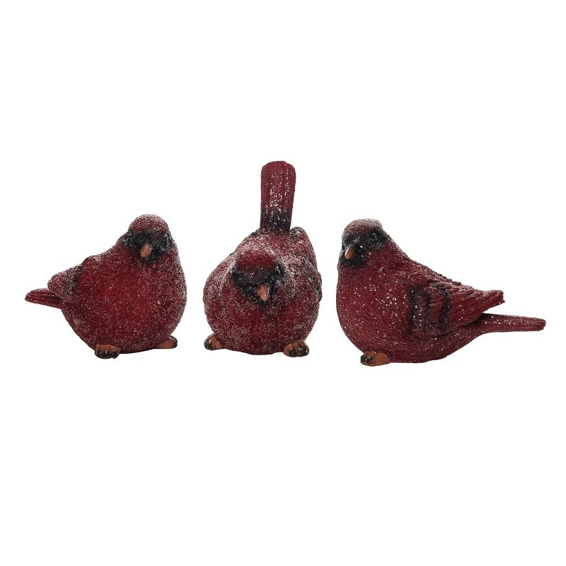 Transpac Resin 4.5 in. Red Christmas Glitter Cardinal Set of 3, 1 of 2