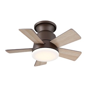 Parrot Uncle 24" Modern Integrated LED Indoor Natural Flush Mount Ceiling Fan - 1 of 4