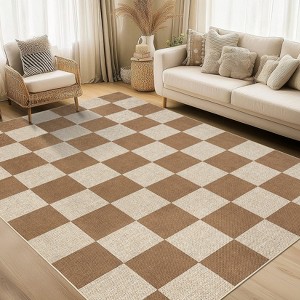 Nasitip Modern Checkerboard Pattern Area Rugs for Living Room Soft Low Pile Non-Sliping, Machine Washable - 1 of 4