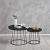 Round Coffee Tables, Set of 2, Modern Circle Side Tables with Steel Frame, for Living Room, Bedroom - 2 of 4