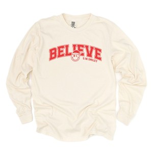 S.W.Smiley Varsity Believe - Womens Garment Dyed Long Sleeve - 1 of 3