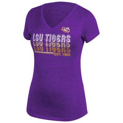 NCAA LSU Tigers Women's Repeat Short Sleeve V-Neck T-Shirt - S