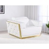 HomeRoots 47" White and Gold Italian Leather Club Chair - 2 of 4