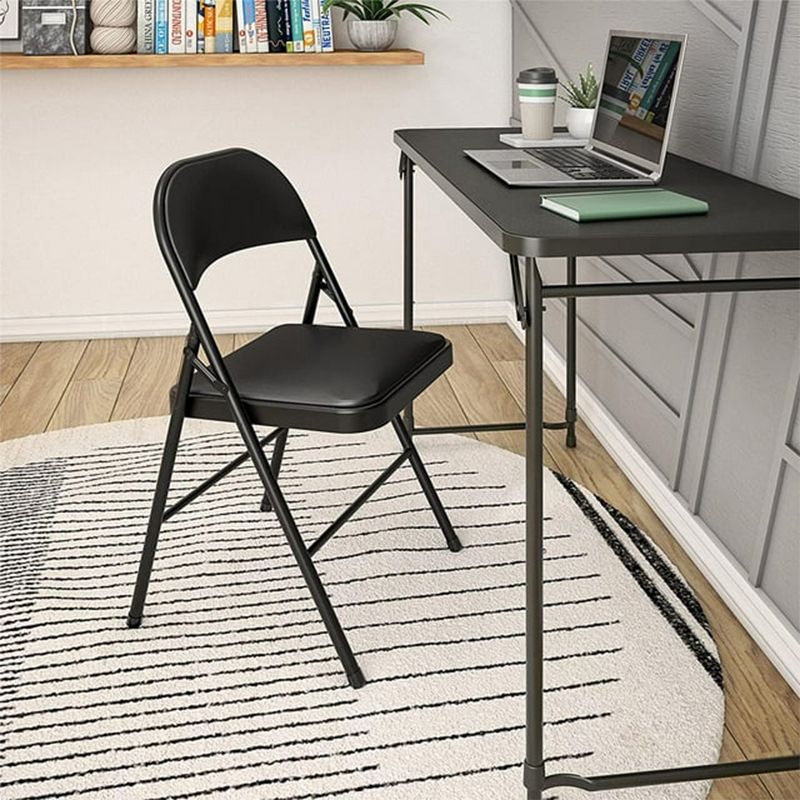 SKONYON 6 Pack Vinyl Folding Chair Portable Dining Chair, Black, 2 of 9