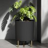 FURNIinspire Planters, Round Flower Pot with Stand, Modern Plant Pots for Office Living Room or Garden Balcony, Black, 16"*14.8"*20.3" - 3 of 4